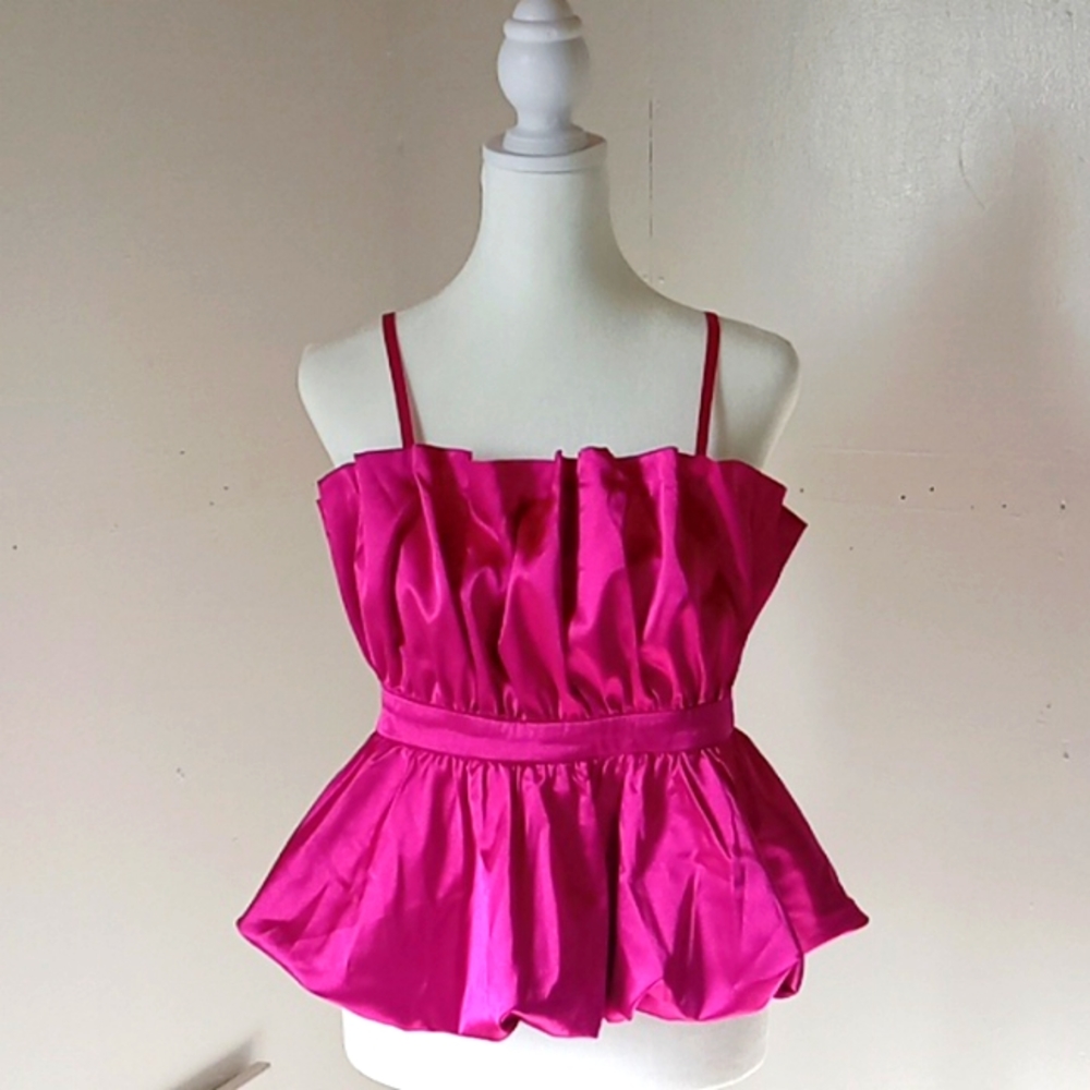 Thirty Thirty  Women's Satin Top Spaghetti Strap Fuchsia Size M